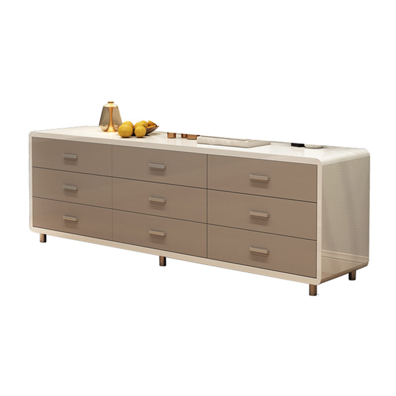 Modern Engineered Wood Sideboard Simple Buffet Table with Drawer for Dining Room Brown-Khaki 71"L x 16"W x 24"H None Clearhalo 'buffet_sideboard' 'Buffets & Sideboards' 'Furniture' 'furniture_buffet_sideboard' 'Kitchen & Dining Furniture' 4948716