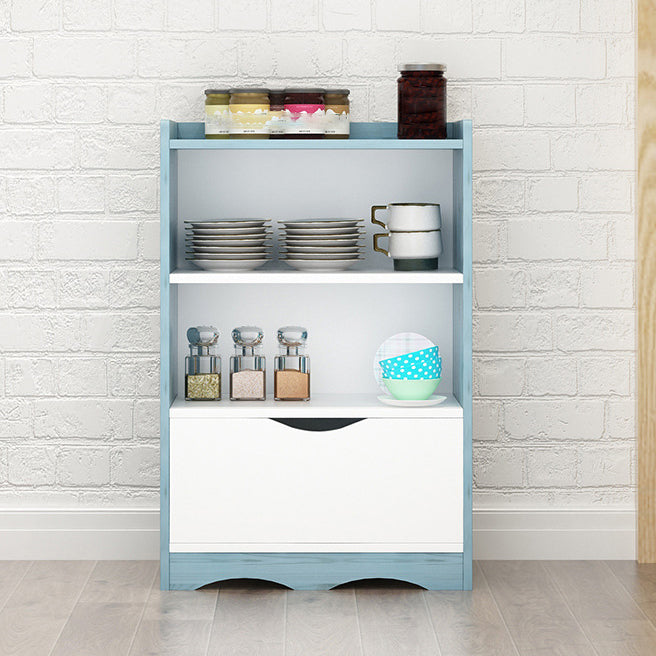 Living Room Simple Buffet Server Artificial Wood Frame Kitchen Server White-Blue 20"L x 12"W x 31"H Clearhalo 'buffet_sideboard' 'Buffets & Sideboards' 'Furniture' 'furniture_buffet_sideboard' 'Kitchen & Dining Furniture' 4948734
