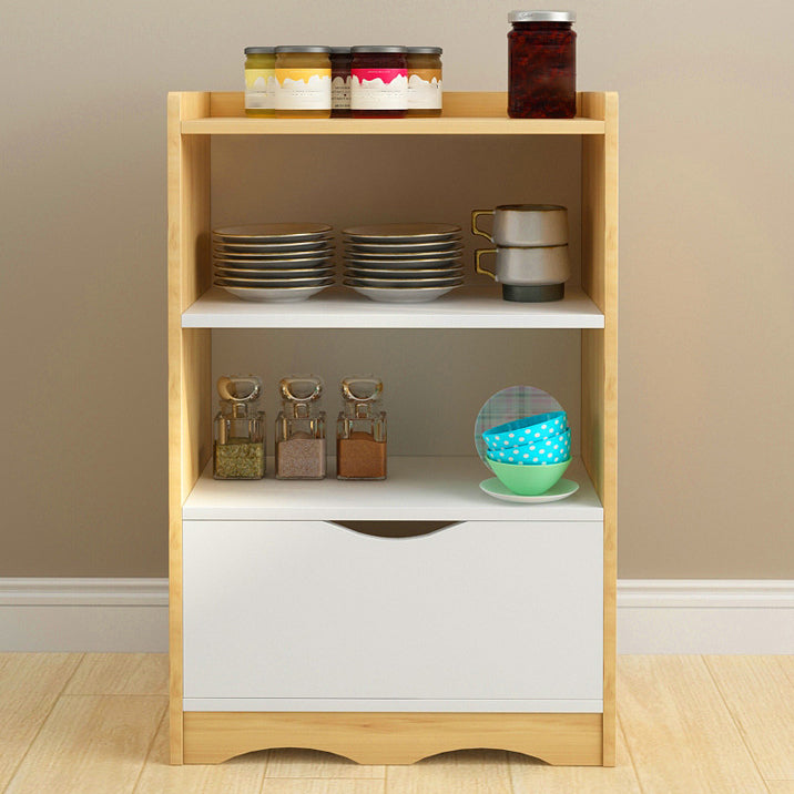 Living Room Simple Buffet Server Artificial Wood Frame Kitchen Server White-Brown 20"L x 12"W x 31"H Clearhalo 'buffet_sideboard' 'Buffets & Sideboards' 'Furniture' 'furniture_buffet_sideboard' 'Kitchen & Dining Furniture' 4948738