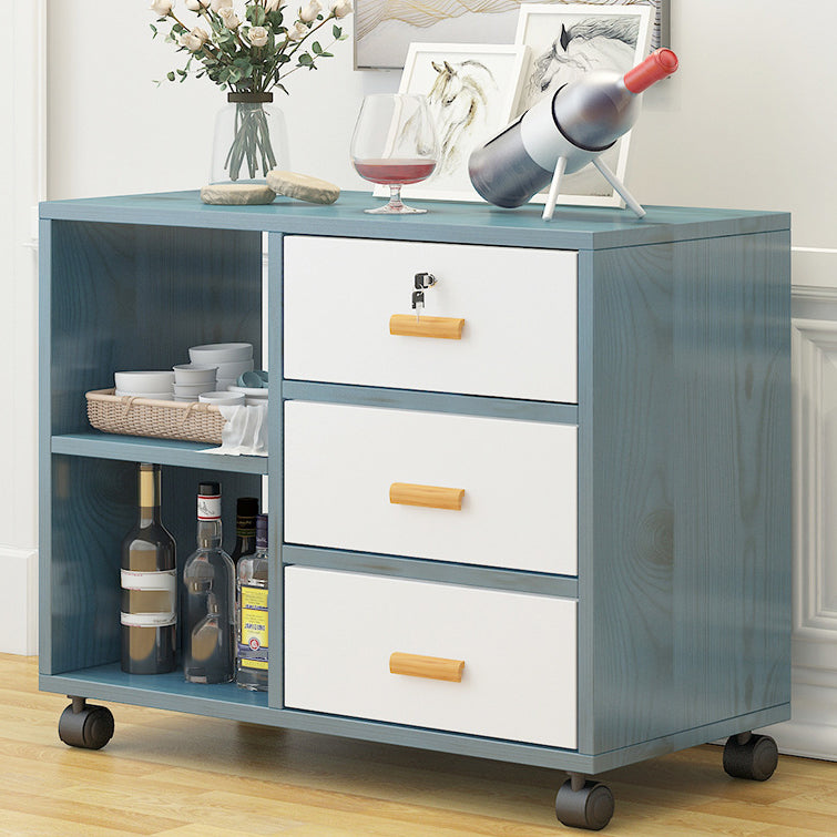 Living Room Simple Buffet Server Artificial Wood Frame Kitchen Server White-Blue 28"L x 13"W x 22"H Clearhalo 'buffet_sideboard' 'Buffets & Sideboards' 'Furniture' 'furniture_buffet_sideboard' 'Kitchen & Dining Furniture' 4948740