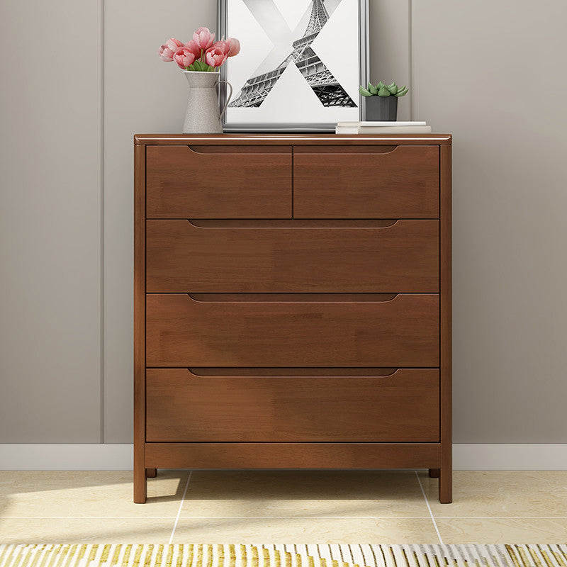 Modern Rubber-wood Solid Wood Side Board Living Room Buffet/Console with Drawers Walnut 31"L x 16"W x 37"H Clearhalo 'buffet_sideboard' 'Buffets & Sideboards' 'Furniture' 'furniture_buffet_sideboard' 'Kitchen & Dining Furniture' 4948751