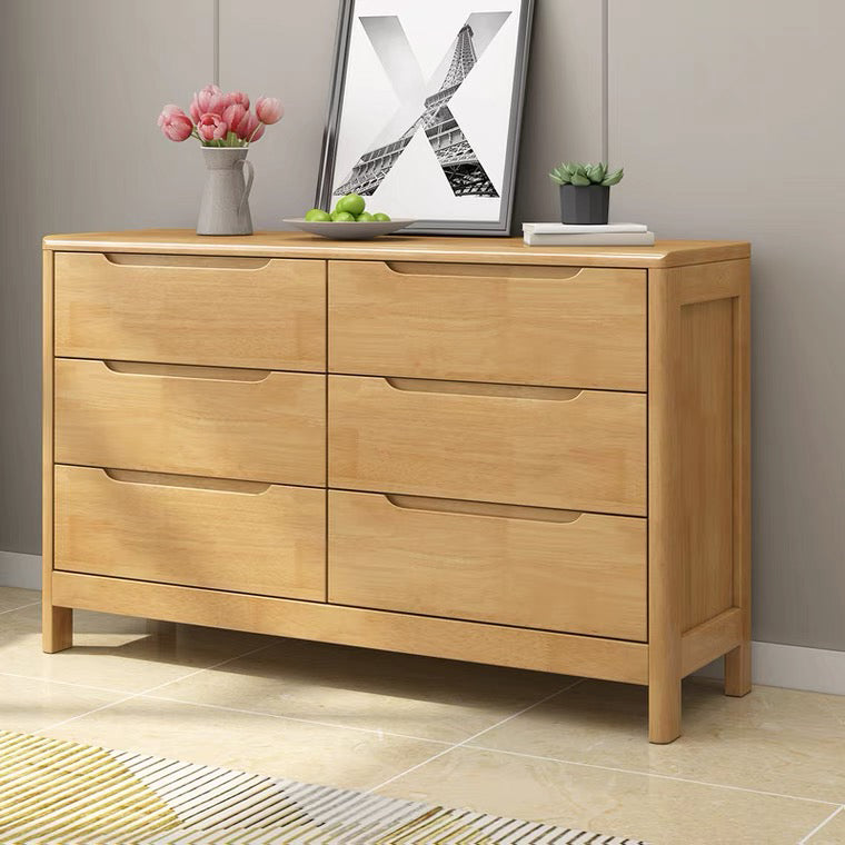 Modern Rubber-wood Solid Wood Side Board Living Room Buffet/Console with Drawers Natural 47"L x 16"W x 30"H Clearhalo 'buffet_sideboard' 'Buffets & Sideboards' 'Furniture' 'furniture_buffet_sideboard' 'Kitchen & Dining Furniture' 4948752