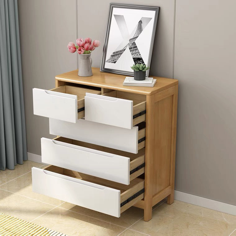 Modern Rubber-wood Solid Wood Side Board Living Room Buffet/Console with Drawers Natural Wood White 31"L x 16"W x 37"H Clearhalo 'buffet_sideboard' 'Buffets & Sideboards' 'Furniture' 'furniture_buffet_sideboard' 'Kitchen & Dining Furniture' 4948753