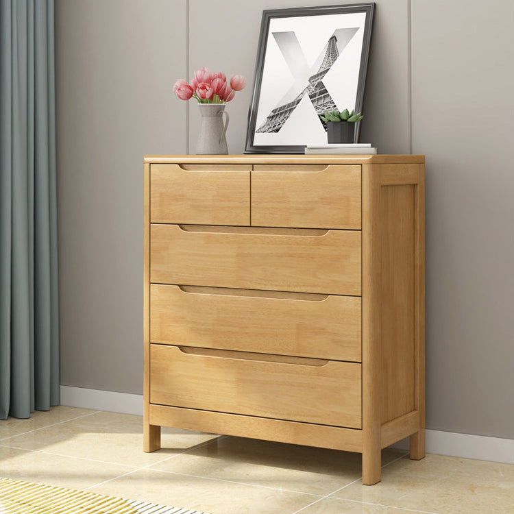 Modern Rubber-wood Solid Wood Side Board Living Room Buffet/Console with Drawers Natural 31"L x 16"W x 37"H Clearhalo 'buffet_sideboard' 'Buffets & Sideboards' 'Furniture' 'furniture_buffet_sideboard' 'Kitchen & Dining Furniture' 4948760