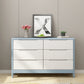 Modern Rubber-wood Solid Wood Side Board Living Room Buffet/Console with Drawers Blue-White 47"L x 16"W x 30"H Clearhalo 'buffet_sideboard' 'Buffets & Sideboards' 'Furniture' 'furniture_buffet_sideboard' 'Kitchen & Dining Furniture' 4948764