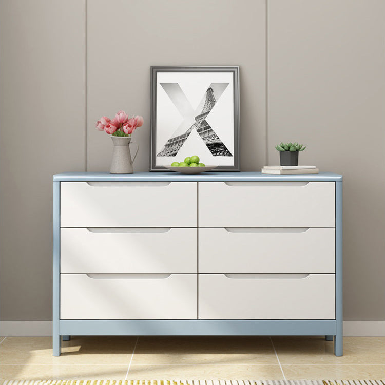 Modern Rubber-wood Solid Wood Side Board Living Room Buffet/Console with Drawers Blue-White 47"L x 16"W x 30"H Clearhalo 'buffet_sideboard' 'Buffets & Sideboards' 'Furniture' 'furniture_buffet_sideboard' 'Kitchen & Dining Furniture' 4948764