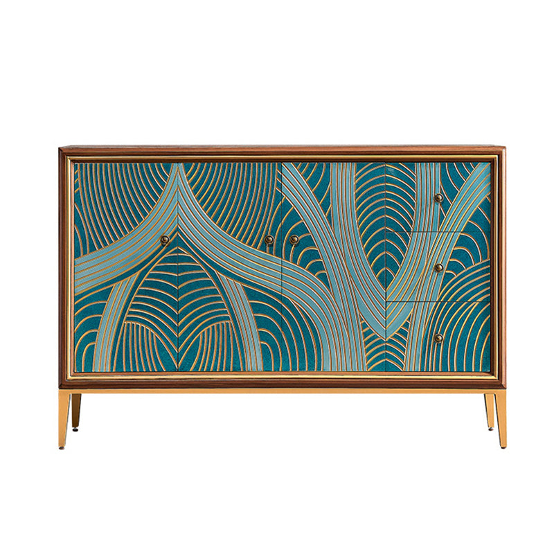 Modern Style Buffet Sideboard for Living Room with Engineered Wood Storage Sideboard Blue 55"L x 15"W x 37"H Clearhalo 'buffet_sideboard' 'Buffets & Sideboards' 'Furniture' 'furniture_buffet_sideboard' 'Kitchen & Dining Furniture' 4948804