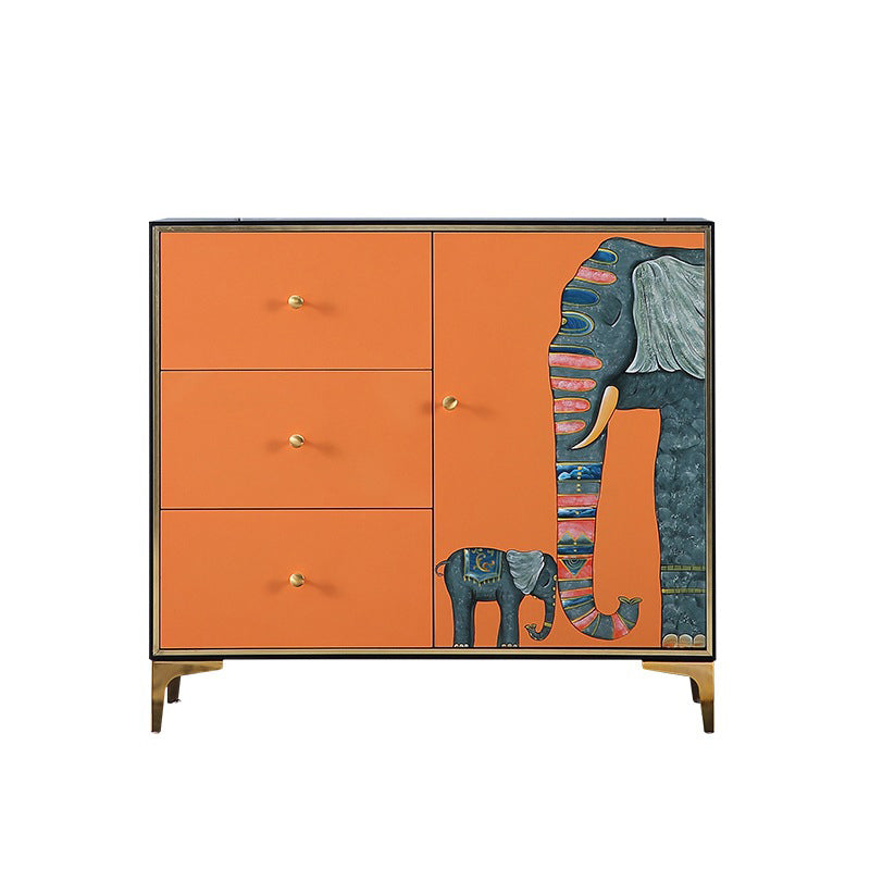 Modern Wood Sideboard Simple Buffet Table with Drawer for Dining Room 39"L x 14"W x 35"H Orange-Green Clearhalo 'buffet_sideboard' 'Buffets & Sideboards' 'furn' 'furn_buffet_sideboard' 'Furniture' 'furniture_buffet_sideboard' 'Kitchen & Dining Furniture' 4948832