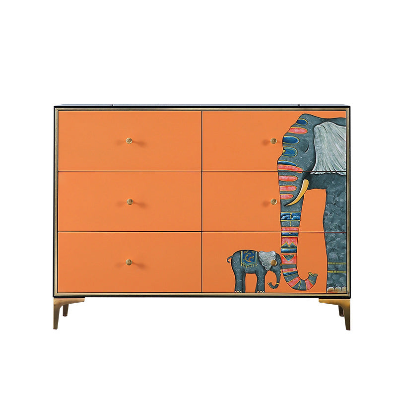 Modern Wood Sideboard Simple Buffet Table with Drawer for Dining Room 47"L x 14"W x 35"H Orange-Green Clearhalo 'buffet_sideboard' 'Buffets & Sideboards' 'furn' 'furn_buffet_sideboard' 'Furniture' 'furniture_buffet_sideboard' 'Kitchen & Dining Furniture' 4948833