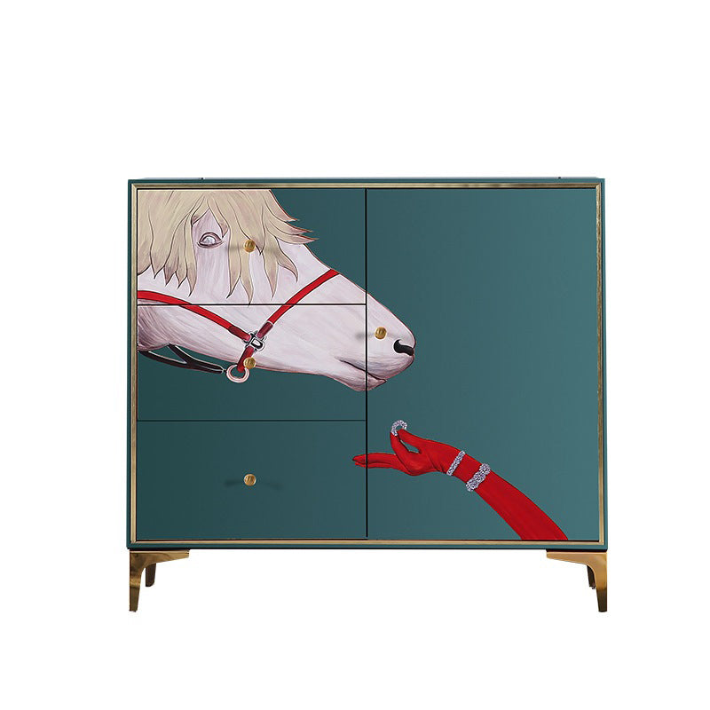 Modern Wood Sideboard Simple Buffet Table with Drawer for Dining Room 39"L x 14"W x 35"H Green-White Clearhalo 'buffet_sideboard' 'Buffets & Sideboards' 'furn' 'furn_buffet_sideboard' 'Furniture' 'furniture_buffet_sideboard' 'Kitchen & Dining Furniture' 4948840