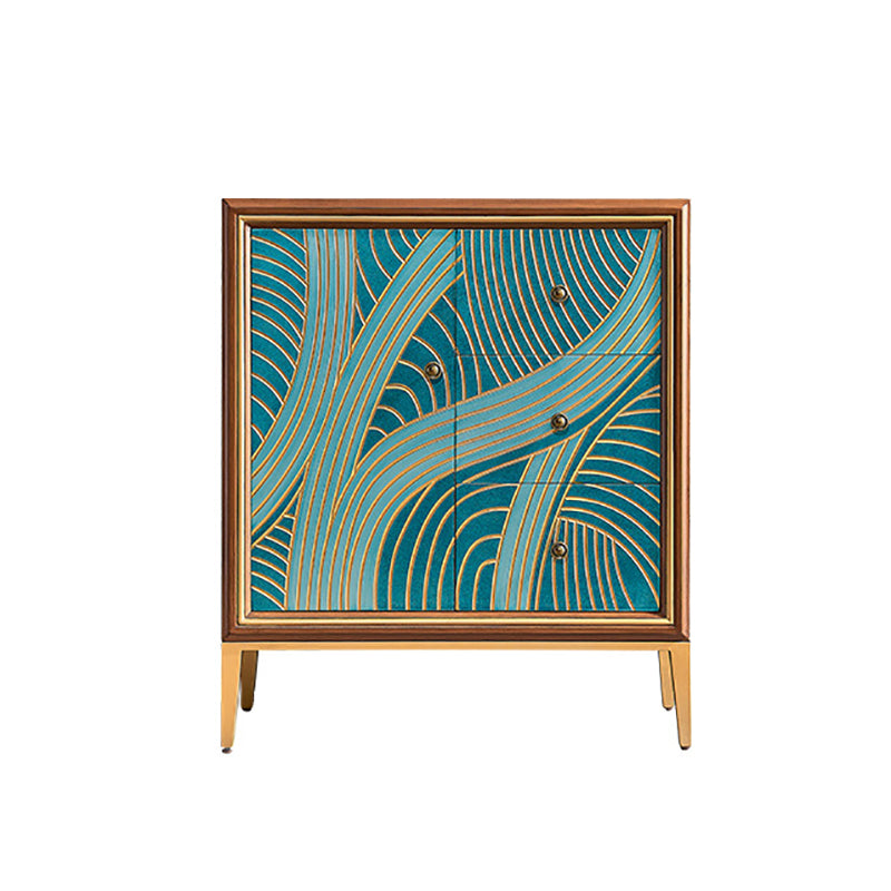 Luxurious Buffet Table Gold Frame Multi Drawer Dining Table for Living Room Blue 31"L x 15"W x 37"H Clearhalo 'buffet_sideboard' 'Buffets & Sideboards' 'Furniture' 'furniture_buffet_sideboard' 'Kitchen & Dining Furniture' 4948852