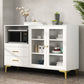 Engineered Wood Glam Buffet Stand Glass Doors Adjustable Shelving Sideboard Cabinet Clearhalo 'buffet_sideboard' 'Buffets & Sideboards' 'Furniture' 'furniture_buffet_sideboard' 'Kitchen & Dining Furniture' 4948879
