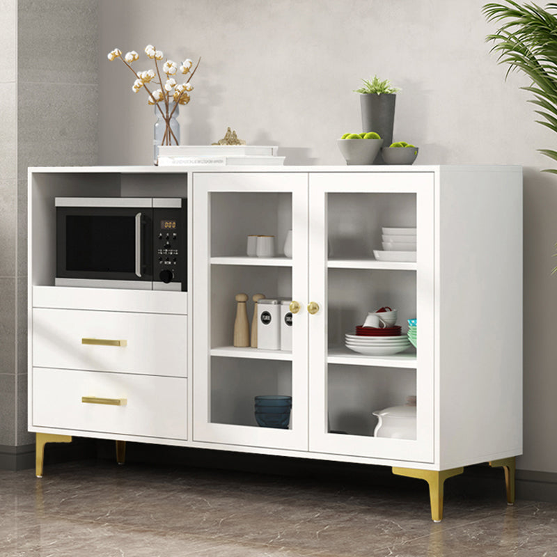 Engineered Wood Glam Buffet Stand Glass Doors Adjustable Shelving Sideboard Cabinet Clearhalo 'buffet_sideboard' 'Buffets & Sideboards' 'Furniture' 'furniture_buffet_sideboard' 'Kitchen & Dining Furniture' 4948879
