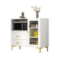 Engineered Wood Glam Buffet Stand Glass Doors Adjustable Shelving Sideboard Cabinet White 35"L x 14"W x 35"H Clearhalo 'buffet_sideboard' 'Buffets & Sideboards' 'Furniture' 'furniture_buffet_sideboard' 'Kitchen & Dining Furniture' 4948880