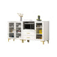 Engineered Wood Glam Buffet Stand Glass Doors Adjustable Shelving Sideboard Cabinet White 67"L x 14"W x 35"H Clearhalo 'buffet_sideboard' 'Buffets & Sideboards' 'Furniture' 'furniture_buffet_sideboard' 'Kitchen & Dining Furniture' 4948883