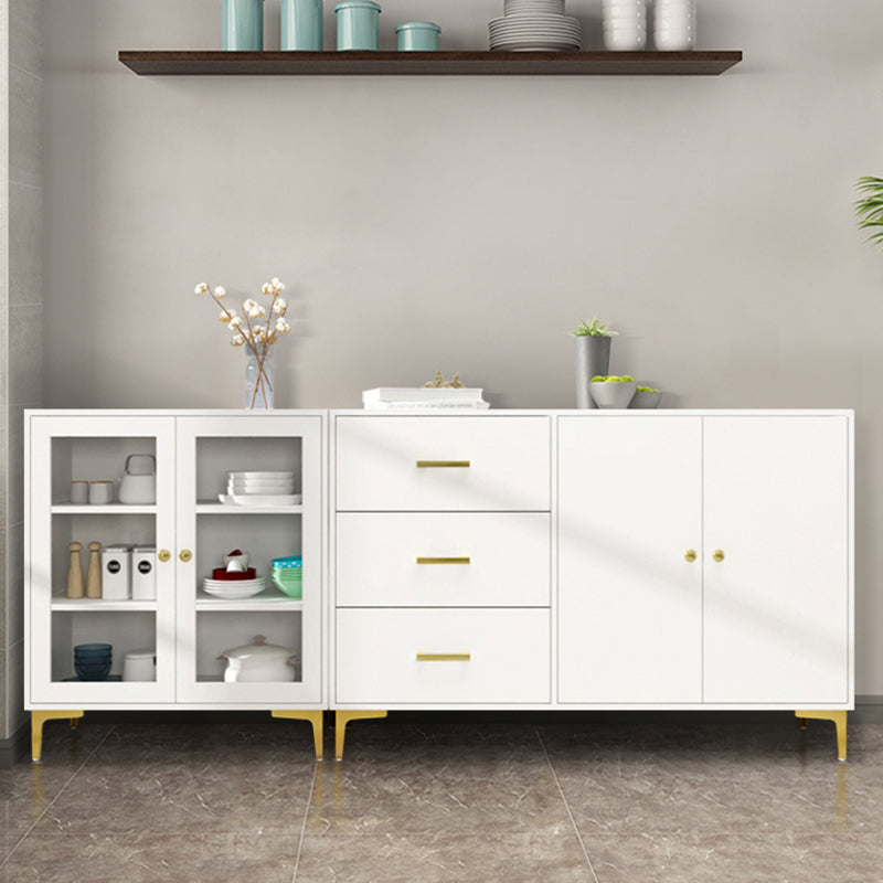 Engineered Wood Glam Buffet Stand Glass Doors Adjustable Shelving Sideboard Cabinet Clearhalo 'buffet_sideboard' 'Buffets & Sideboards' 'Furniture' 'furniture_buffet_sideboard' 'Kitchen & Dining Furniture' 4948884