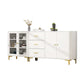 Engineered Wood Glam Buffet Stand Glass Doors Adjustable Shelving Sideboard Cabinet White 83"L x 14"W x 35"H Clearhalo 'buffet_sideboard' 'Buffets & Sideboards' 'Furniture' 'furniture_buffet_sideboard' 'Kitchen & Dining Furniture' 4948885