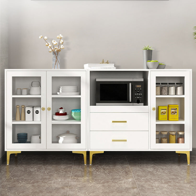 Engineered Wood Glam Buffet Stand Glass Doors Adjustable Shelving Sideboard Cabinet Clearhalo 'buffet_sideboard' 'Buffets & Sideboards' 'Furniture' 'furniture_buffet_sideboard' 'Kitchen & Dining Furniture' 4948886