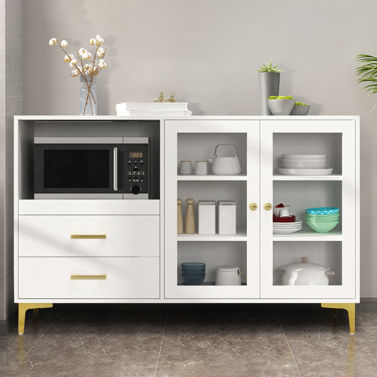 Engineered Wood Glam Buffet Stand Glass Doors Adjustable Shelving Sideboard Cabinet Clearhalo 'buffet_sideboard' 'Buffets & Sideboards' 'Furniture' 'furniture_buffet_sideboard' 'Kitchen & Dining Furniture' 4948897