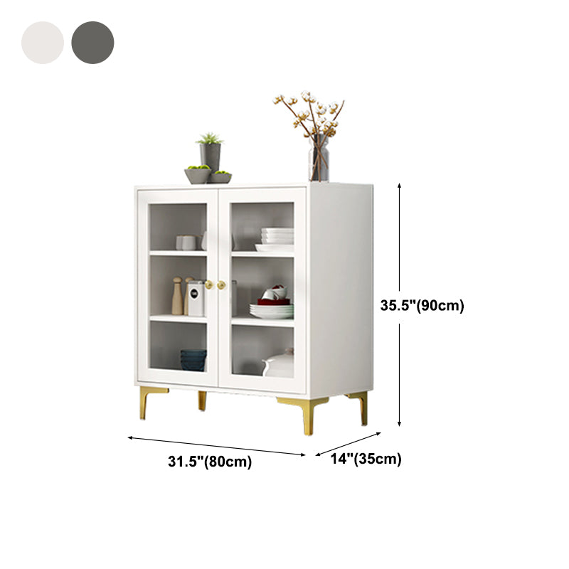 Engineered Wood Glam Buffet Stand Glass Doors Adjustable Shelving Sideboard Cabinet Clearhalo 'buffet_sideboard' 'Buffets & Sideboards' 'Furniture' 'furniture_buffet_sideboard' 'Kitchen & Dining Furniture' 4948898