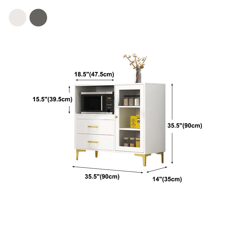 Engineered Wood Glam Buffet Stand Glass Doors Adjustable Shelving Sideboard Cabinet Clearhalo 'buffet_sideboard' 'Buffets & Sideboards' 'Furniture' 'furniture_buffet_sideboard' 'Kitchen & Dining Furniture' 4948899