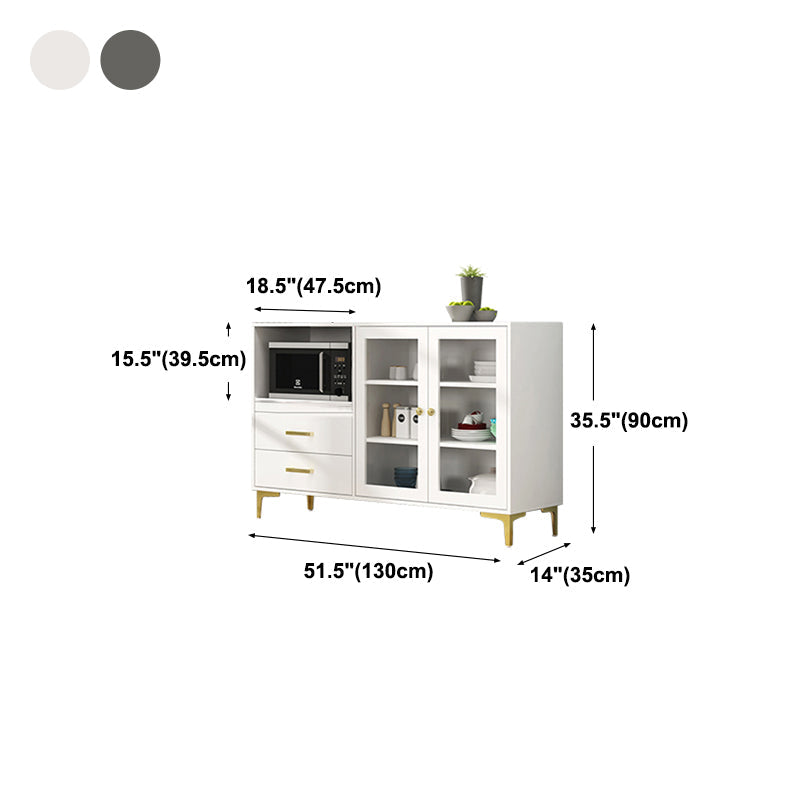Engineered Wood Glam Buffet Stand Glass Doors Adjustable Shelving Sideboard Cabinet Clearhalo 'buffet_sideboard' 'Buffets & Sideboards' 'Furniture' 'furniture_buffet_sideboard' 'Kitchen & Dining Furniture' 4948900