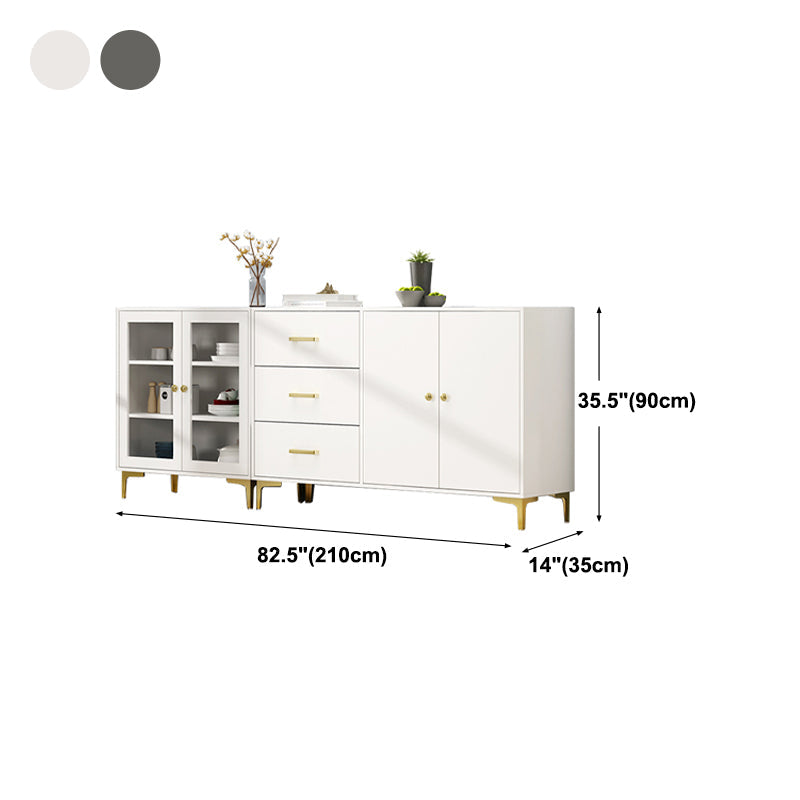 Engineered Wood Glam Buffet Stand Glass Doors Adjustable Shelving Sideboard Cabinet Clearhalo 'buffet_sideboard' 'Buffets & Sideboards' 'Furniture' 'furniture_buffet_sideboard' 'Kitchen & Dining Furniture' 4948902