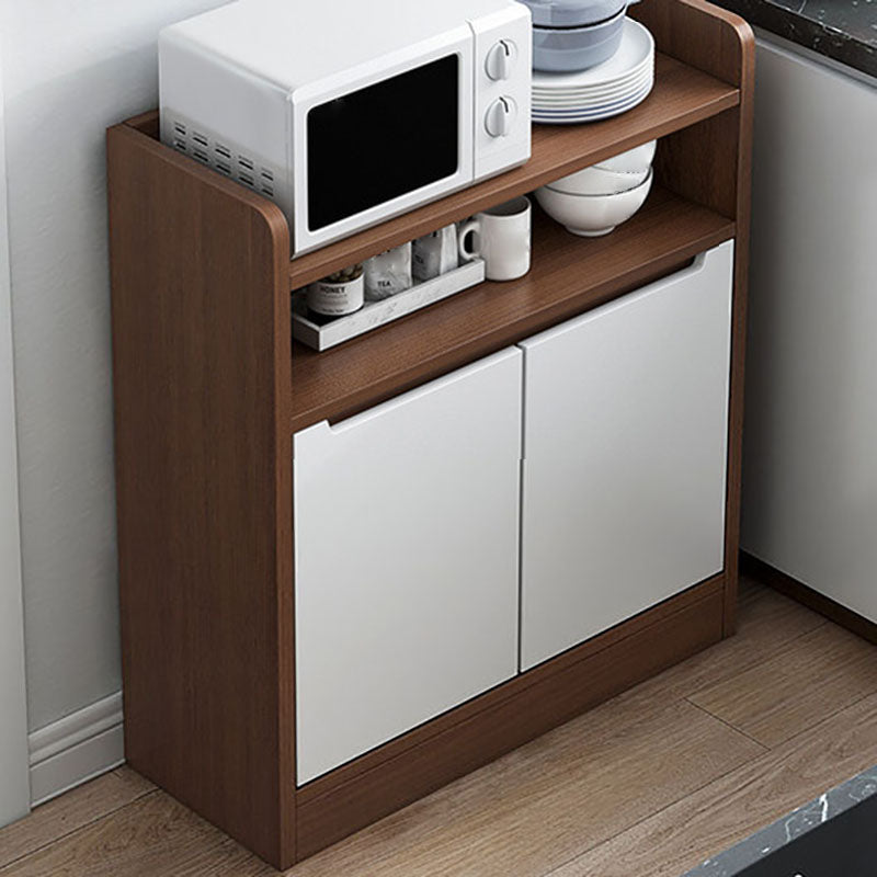 Modern Living Room Buffet/Console Open Storage Cabinets Sideboard Table Walnut White 24"L x 12"W x 31"H Clearhalo 'buffet_sideboard' 'Buffets & Sideboards' 'Furniture' 'furniture_buffet_sideboard' 'Kitchen & Dining Furniture' 4948904
