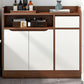 Modern Living Room Buffet/Console Open Storage Cabinets Sideboard Table Walnut White 35"L x 12"W x 35"H Clearhalo 'buffet_sideboard' 'Buffets & Sideboards' 'Furniture' 'furniture_buffet_sideboard' 'Kitchen & Dining Furniture' 4948910