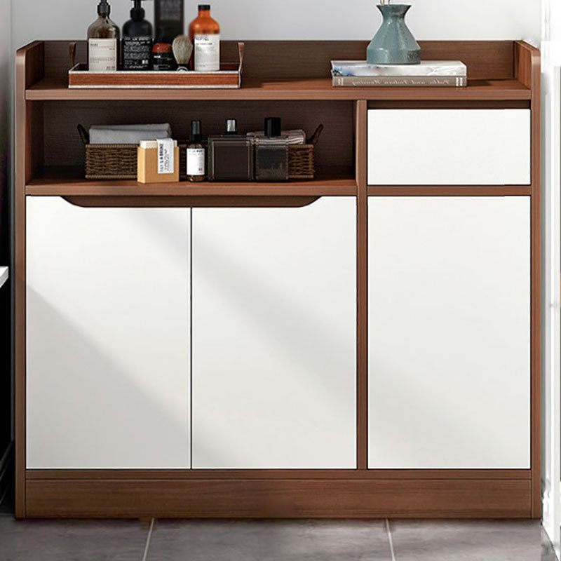 Modern Living Room Buffet/Console Open Storage Cabinets Sideboard Table Walnut White 35"L x 12"W x 35"H Clearhalo 'buffet_sideboard' 'Buffets & Sideboards' 'Furniture' 'furniture_buffet_sideboard' 'Kitchen & Dining Furniture' 4948910