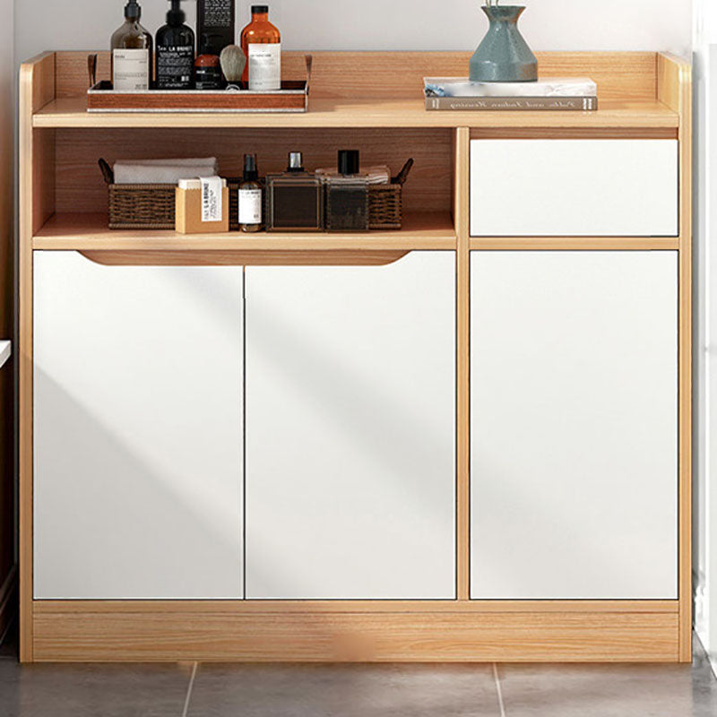 Modern Living Room Buffet/Console Open Storage Cabinets Sideboard Table Natural Wood White 35"L x 12"W x 35"H Clearhalo 'buffet_sideboard' 'Buffets & Sideboards' 'Furniture' 'furniture_buffet_sideboard' 'Kitchen & Dining Furniture' 4948911