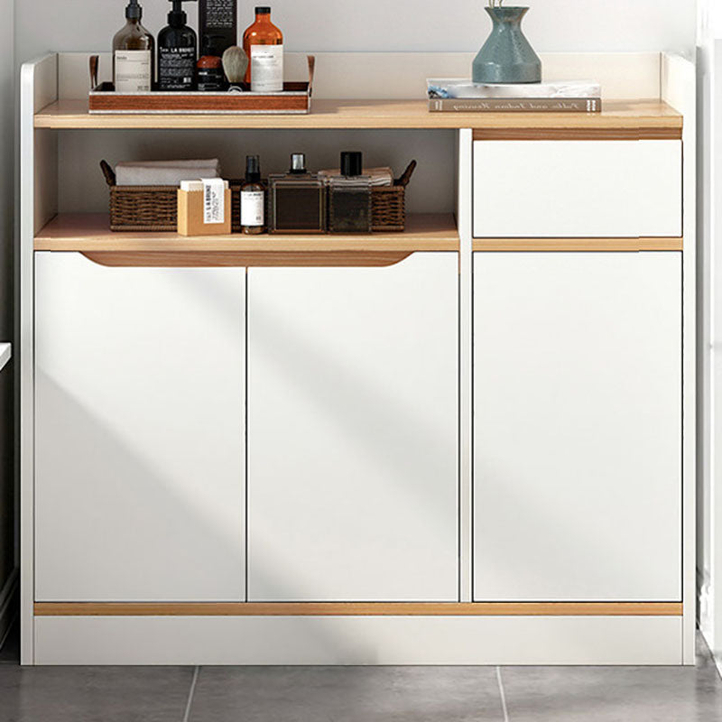 Modern Living Room Buffet/Console Open Storage Cabinets Sideboard Table White-Wood 35"L x 12"W x 35"H Clearhalo 'buffet_sideboard' 'Buffets & Sideboards' 'Furniture' 'furniture_buffet_sideboard' 'Kitchen & Dining Furniture' 4948913