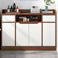 Modern Living Room Buffet/Console Open Storage Cabinets Sideboard Table Walnut White 47"L x 12"W x 35"H Clearhalo 'buffet_sideboard' 'Buffets & Sideboards' 'Furniture' 'furniture_buffet_sideboard' 'Kitchen & Dining Furniture' 4948915
