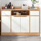 Modern Living Room Buffet/Console Open Storage Cabinets Sideboard Table Natural Wood White 47"L x 12"W x 35"H Clearhalo 'buffet_sideboard' 'Buffets & Sideboards' 'Furniture' 'furniture_buffet_sideboard' 'Kitchen & Dining Furniture' 4948917