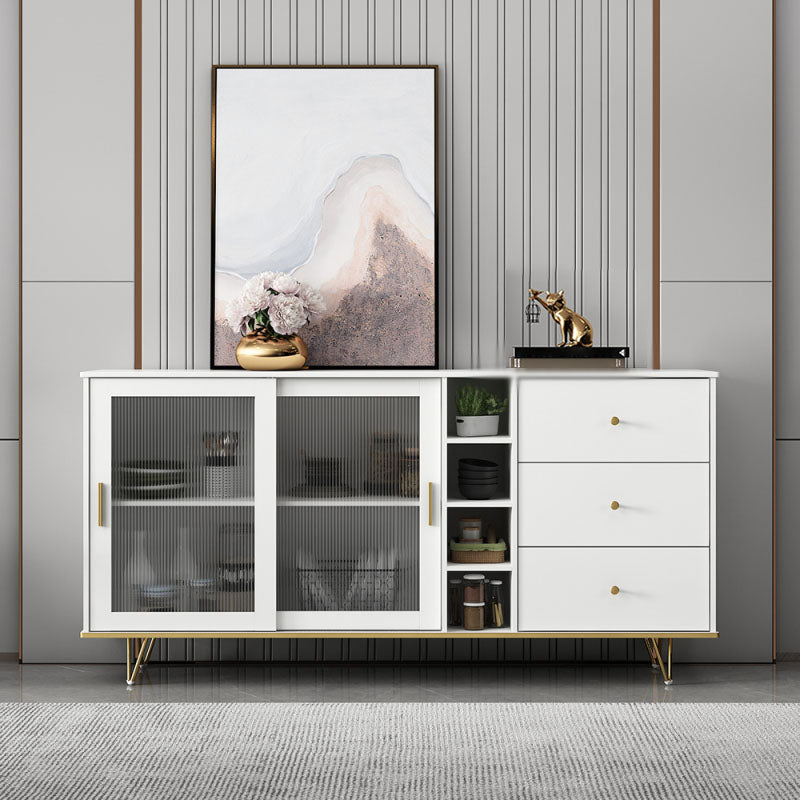 Glam Living Room Buffet Stand MDF Adjustable Shelving Sliding and Glass Doors Credenza Clearhalo 'buffet_sideboard' 'Buffets & Sideboards' 'Furniture' 'furniture_buffet_sideboard' 'Kitchen & Dining Furniture' 4948925