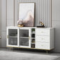 Glam Living Room Buffet Stand MDF Adjustable Shelving Sliding and Glass Doors Credenza Clearhalo 'buffet_sideboard' 'Buffets & Sideboards' 'Furniture' 'furniture_buffet_sideboard' 'Kitchen & Dining Furniture' 4948927