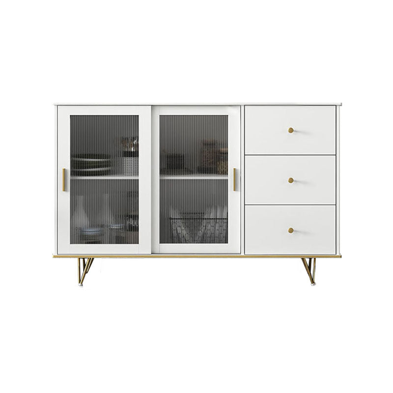 Glam Living Room Buffet Stand MDF Adjustable Shelving Sliding and Glass Doors Credenza Clearhalo 'buffet_sideboard' 'Buffets & Sideboards' 'Furniture' 'furniture_buffet_sideboard' 'Kitchen & Dining Furniture' 4948933