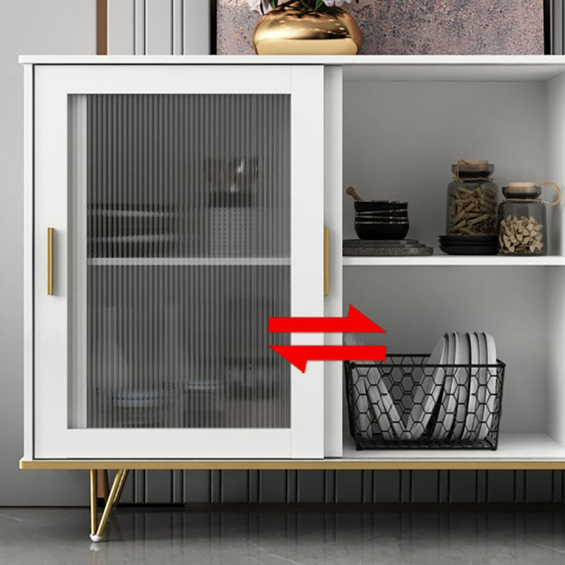 Glam Living Room Buffet Stand MDF Adjustable Shelving Sliding and Glass Doors Credenza Clearhalo 'buffet_sideboard' 'Buffets & Sideboards' 'Furniture' 'furniture_buffet_sideboard' 'Kitchen & Dining Furniture' 4948940