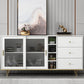 Glam Living Room Buffet Stand MDF Adjustable Shelving Sliding and Glass Doors Credenza White 71"L x 16"W x 35"H Clearhalo 'buffet_sideboard' 'Buffets & Sideboards' 'Furniture' 'furniture_buffet_sideboard' 'Kitchen & Dining Furniture' 4948943