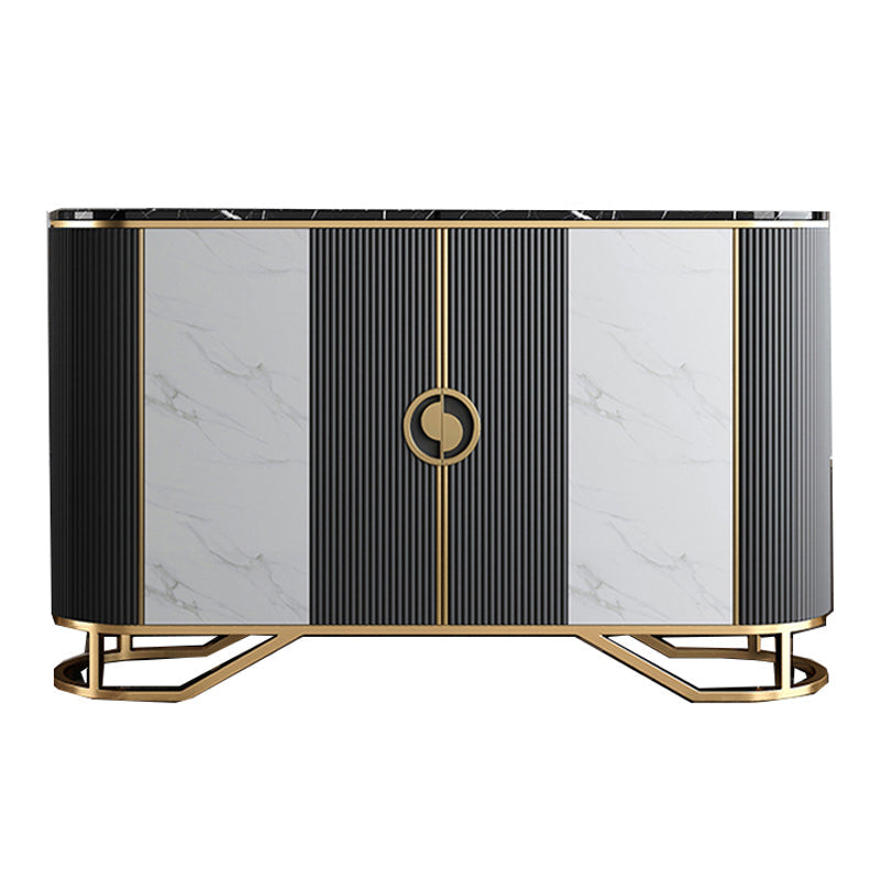 Glam Style Dining Server Stone Top 36-inch Height Buffet Server for Kitchen Black Clearhalo 'buffet_sideboard' 'Buffets & Sideboards' 'Furniture' 'furniture_buffet_sideboard' 'Kitchen & Dining Furniture' 4948954