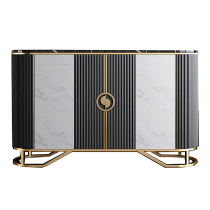 Glam Style Dining Server Stone Top 36-inch Height Buffet Server for Kitchen Black Clearhalo 'buffet_sideboard' 'Buffets & Sideboards' 'Furniture' 'furniture_buffet_sideboard' 'Kitchen & Dining Furniture' 4948954