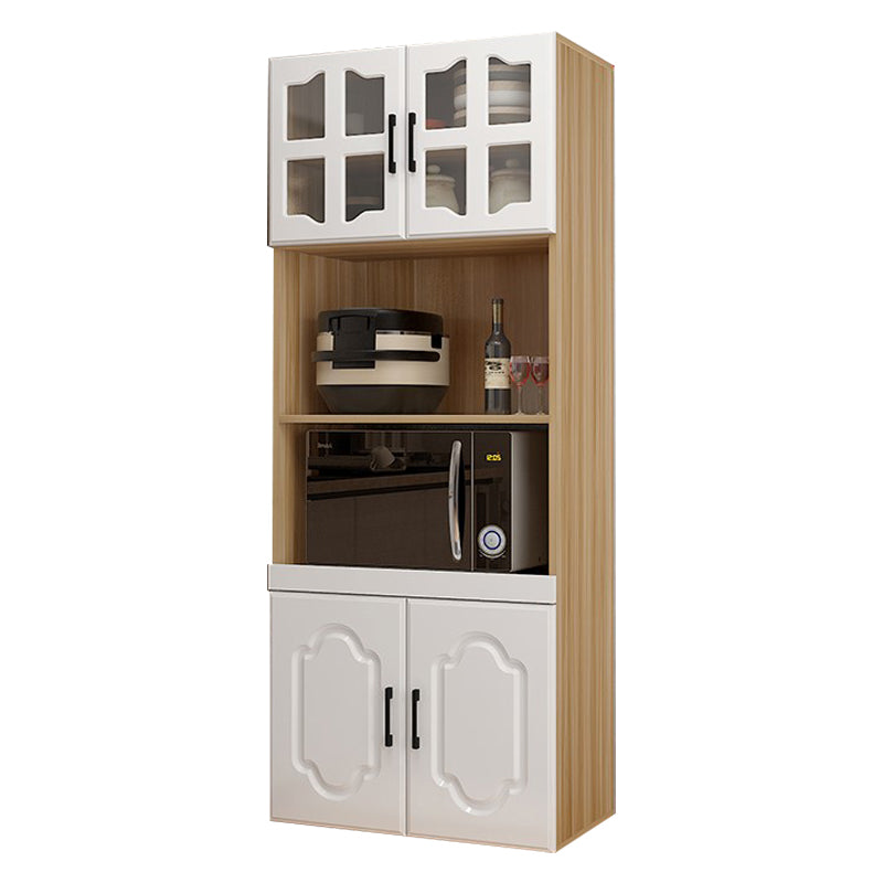 Glass Door Wood Sideboard Modern Credenza with Storage for Kitchen Natural Wood White 24"L x 16"W x 71"H Clearhalo 'buffet_sideboard' 'Buffets & Sideboards' 'Furniture' 'furniture_buffet_sideboard' 'Kitchen & Dining Furniture' 4948966