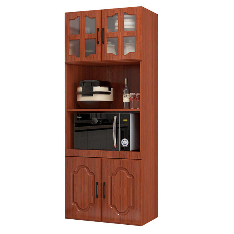 Glass Door Wood Sideboard Modern Credenza with Storage for Kitchen Red Brown 24"L x 16"W x 71"H Clearhalo 'buffet_sideboard' 'Buffets & Sideboards' 'Furniture' 'furniture_buffet_sideboard' 'Kitchen & Dining Furniture' 4948972