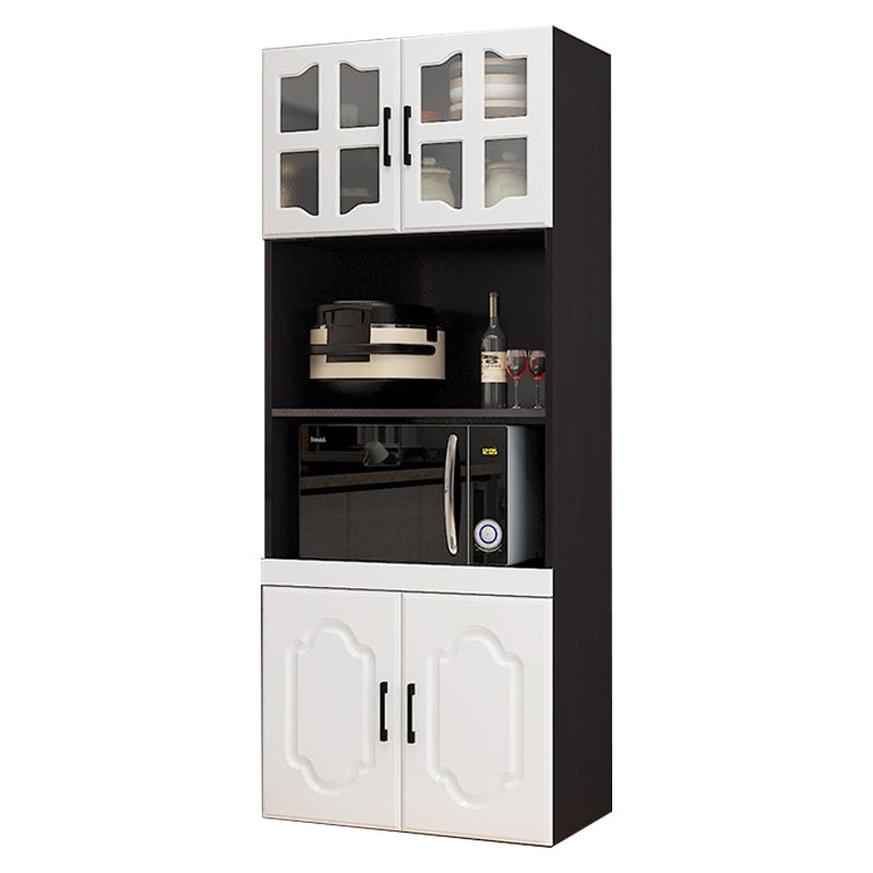 Glass Door Wood Sideboard Modern Credenza with Storage for Kitchen Black White 24"L x 16"W x 71"H Clearhalo 'buffet_sideboard' 'Buffets & Sideboards' 'Furniture' 'furniture_buffet_sideboard' 'Kitchen & Dining Furniture' 4948978