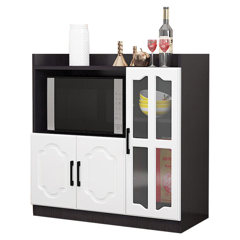Glass Door Wood Sideboard Modern Credenza with Storage for Kitchen Black White 35"L x 16"W x 35"H Clearhalo 'buffet_sideboard' 'Buffets & Sideboards' 'Furniture' 'furniture_buffet_sideboard' 'Kitchen & Dining Furniture' 4948980