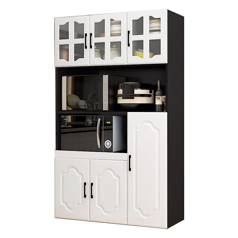 Glass Door Wood Sideboard Modern Credenza with Storage for Kitchen Black White 35"L x 16"W x 71"H Clearhalo 'buffet_sideboard' 'Buffets & Sideboards' 'Furniture' 'furniture_buffet_sideboard' 'Kitchen & Dining Furniture' 4948981