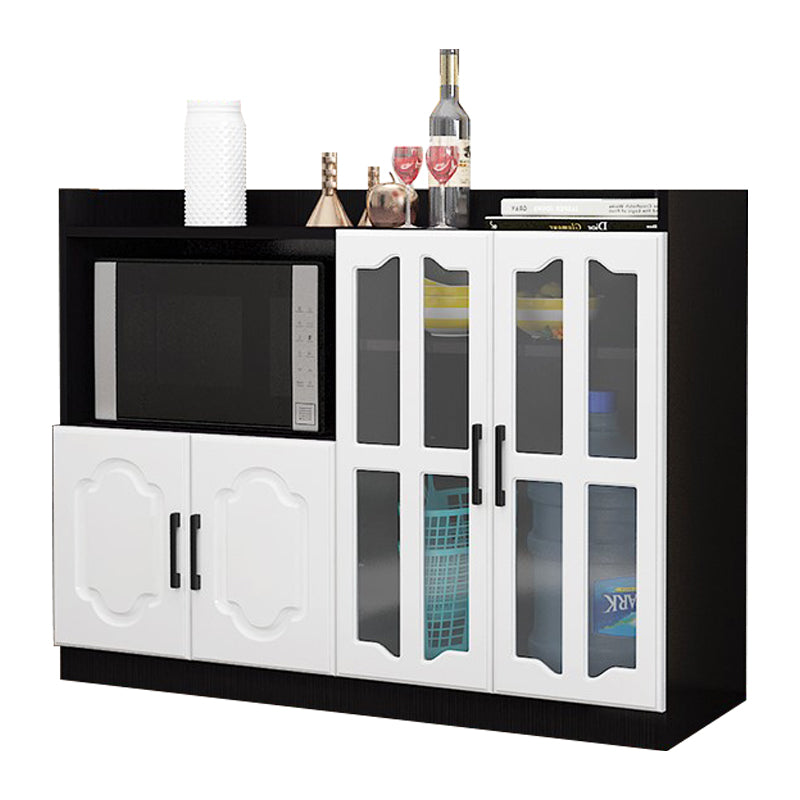 Glass Door Wood Sideboard Modern Credenza with Storage for Kitchen Black White 47"L x 16"W x 35"H Clearhalo 'buffet_sideboard' 'Buffets & Sideboards' 'Furniture' 'furniture_buffet_sideboard' 'Kitchen & Dining Furniture' 4948984
