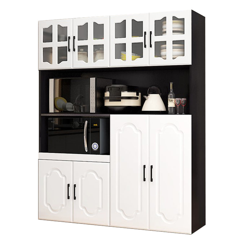 Glass Door Wood Sideboard Modern Credenza with Storage for Kitchen Black White 47"L x 16"W x 71"H Clearhalo 'buffet_sideboard' 'Buffets & Sideboards' 'Furniture' 'furniture_buffet_sideboard' 'Kitchen & Dining Furniture' 4948986