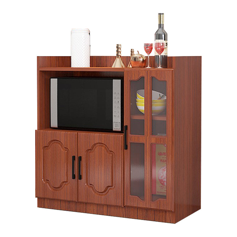 Glass Door Wood Sideboard Modern Credenza with Storage for Kitchen Red Brown 35"L x 16"W x 35"H Clearhalo 'buffet_sideboard' 'Buffets & Sideboards' 'Furniture' 'furniture_buffet_sideboard' 'Kitchen & Dining Furniture' 4948994