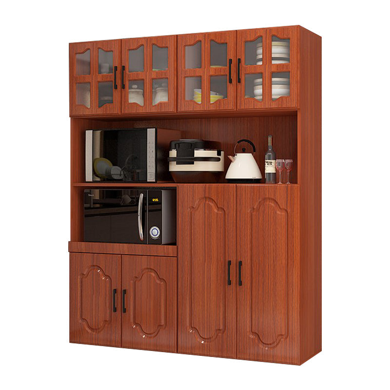 Glass Door Wood Sideboard Modern Credenza with Storage for Kitchen Red Brown 47"L x 16"W x 71"H Clearhalo 'buffet_sideboard' 'Buffets & Sideboards' 'Furniture' 'furniture_buffet_sideboard' 'Kitchen & Dining Furniture' 4948997